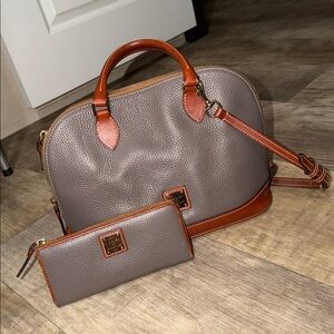 Dooney & Bourke Taupe and Brown Leather Purse with Wallet